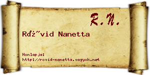 Rövid Nanetta névjegykártya